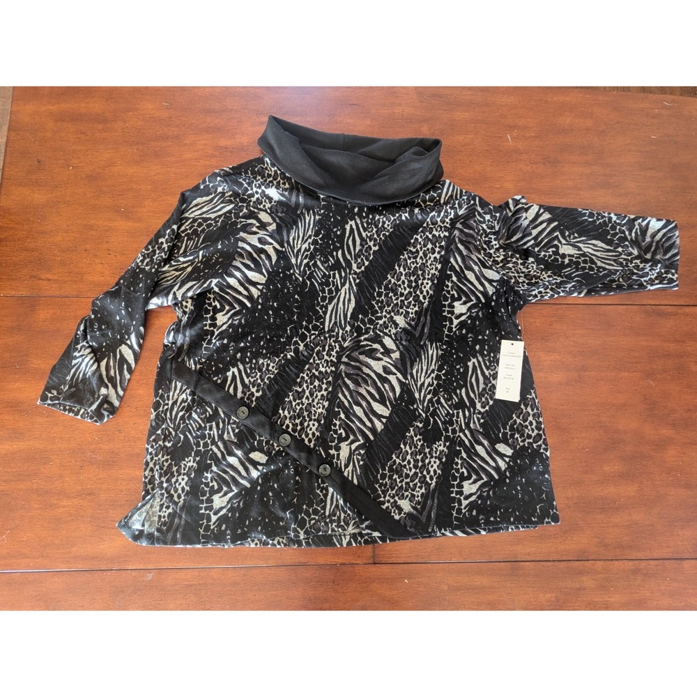 Women's Thomas & Olivia Animal Print Top Mock Turtle - Size 2X - New with Tags